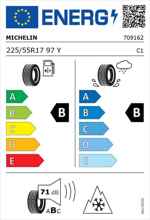 Tyre Label for Michelin CrossClimate 2 225/55R17 97Y